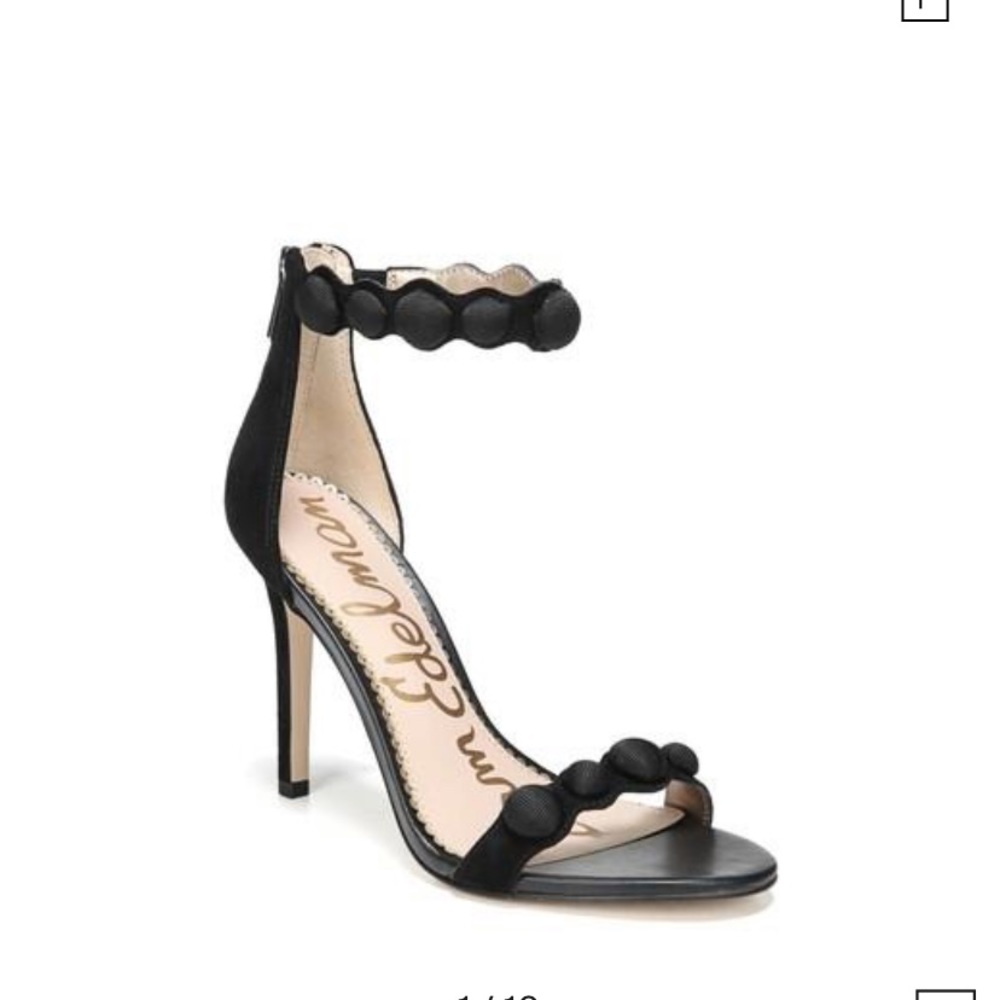 Sam Edelman Ankle Strap Black Suede Heels